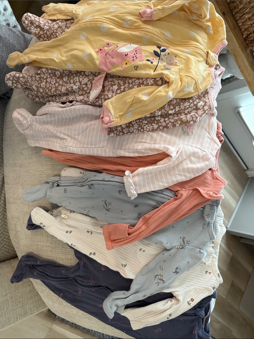 Baby Girls Assorted Footed Sleepers - Yellow, Pink, Coral, Blue, Navy